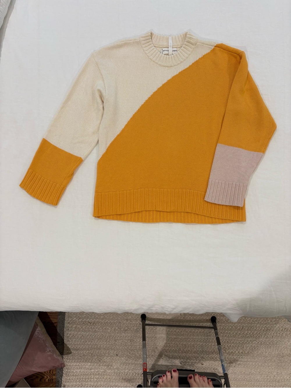 Apiece Apart Organic Cotton Crewneck Sweater in Cream and Yellow NWOT
